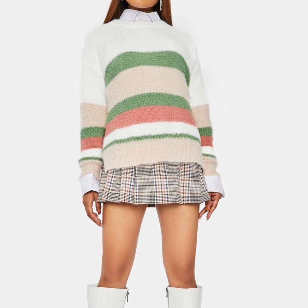 All In Favor striped multicolor knit cozy sweater
